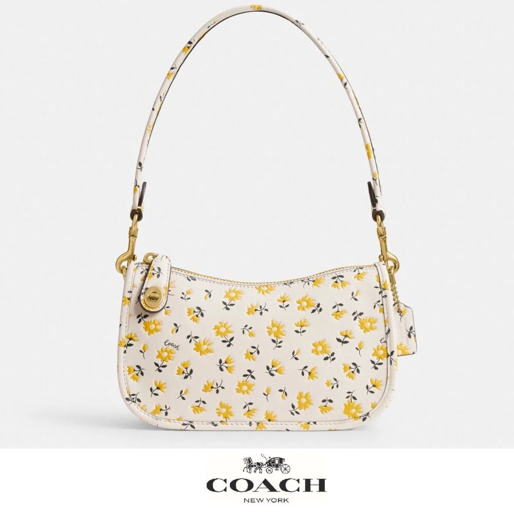 🌸 Coach Swinger Bag 20 Floral Print Glovetanned Leather Chalk Multi